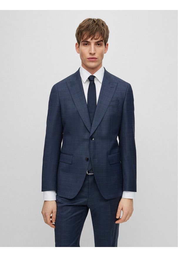 BOSS - Boss Garnitur 50497205 Granatowy Slim Fit. Kolor: niebieski. Materiał: wełna