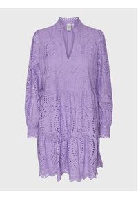YAS Sukienka codzienna 26027162 Fioletowy Regular Fit. Okazja: na co dzień. Kolor: fioletowy. Materiał: bawełna. Typ sukienki: proste. Styl: casual #5
