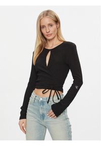 Calvin Klein Jeans Bluzka J20J222559 Czarny Slim Fit. Kolor: czarny. Materiał: syntetyk #1