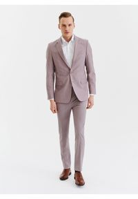 Pako Lorente - PAKO LORENTE – Gładkie różowe spodnie garniturowe męskie. Kolor: różowy. Materiał: wełna. Wzór: gładki #8
