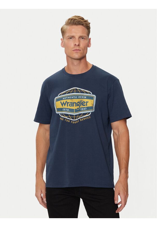 Wrangler T-Shirt Americana 112357448 Niebieski Regular Fit. Kolor: niebieski. Materiał: bawełna