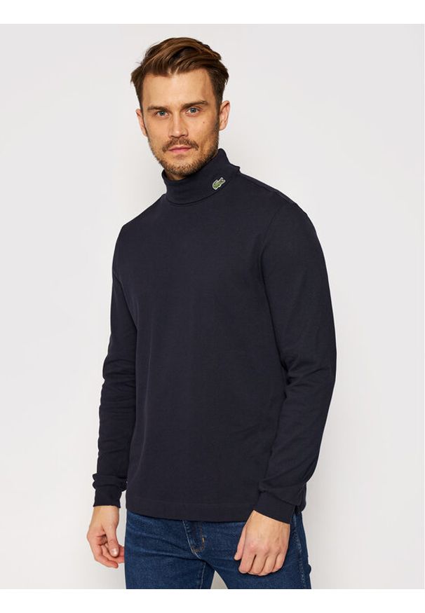 Lacoste Sweter UH2421 Granatowy Regular Fit. Kolor: niebieski. Materiał: bawełna