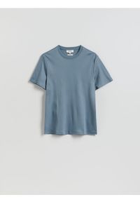 Reserved - T-shirt regular fit z lyocellem - niebieski. Kolor: niebieski. Materiał: bawełna