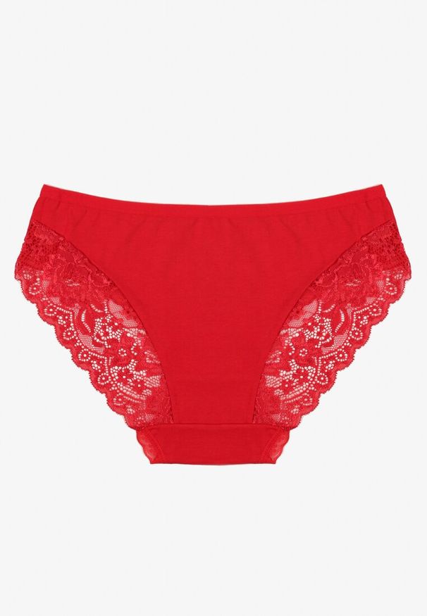 Born2be - Czerwone Majtki Figi Zdobione Koronką Venissella. Kolor: czerwony. Materiał: koronka. Wzór: aplikacja, koronka