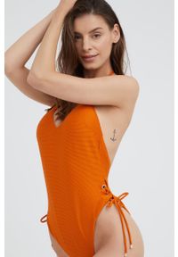 Emporio Armani Underwear jednoczęściowy strój kąpielowy kolor pomarańczowy lekko usztywniona miseczka. Kolor: pomarańczowy. Materiał: materiał