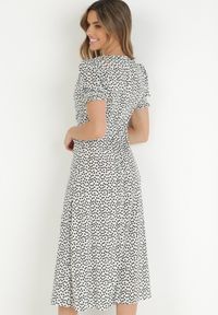 Born2be - Biała Sukienka Aquineva. Kolor: biały. Wzór: kwiaty. Długość: midi #6