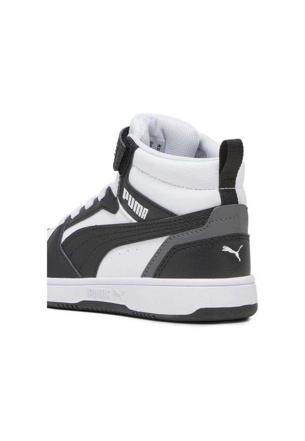 Puma - Dziecięce sneakersy Rebound V6 Mid PUMA White Black Shadow Gray. Kolor: biały, wielokolorowy, czarny, szary