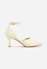 Renee - Żółte Czółenka z Tkaniny VICES na Niskim Obcasie z Paskiem Wokół Kostki i Wkładką Soft-Step Xylieth. Okazja: na co dzień. Zapięcie: pasek. Kolor: żółty. Materiał: tkanina. Obcas: na obcasie. Styl: casual, elegancki. Wysokość obcasa: niski #5