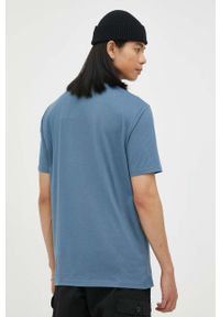 Marc O'Polo t-shirt bawełniany kolor granatowy z nadrukiem. Typ kołnierza: polo. Kolor: niebieski. Materiał: bawełna. Wzór: nadruk #5