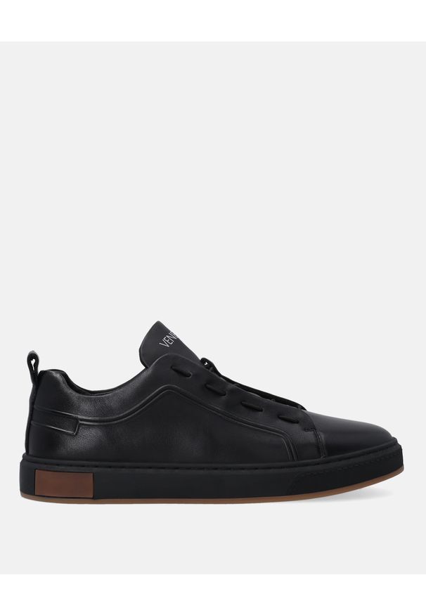 Venezia - CZARNE SKÓRZANE SNEAKERSY MĘSKIE XH2315-1 BLACK. Kolor: czarny. Materiał: skóra