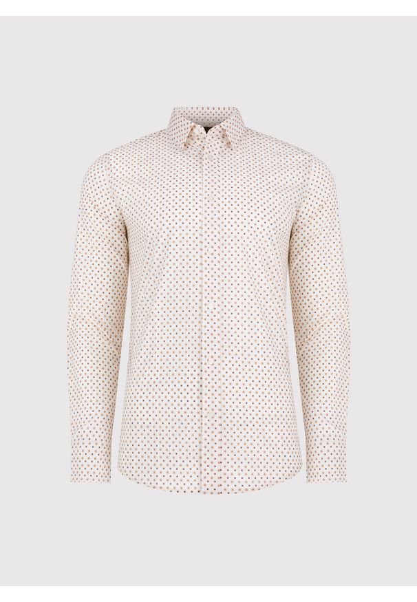 Pako Lorente - PAKO LORENTE – Biała koszula w kwiatowy print. Kolor: biały. Materiał: bawełna, elastan. Długość rękawa: długi rękaw. Długość: długie. Wzór: kwiaty, nadruk