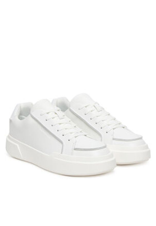 Calvin Klein Sneakersy Chunky Cupsole Lace Up Lth Pinch YM0YM01454 Biały. Kolor: biały. Materiał: skóra