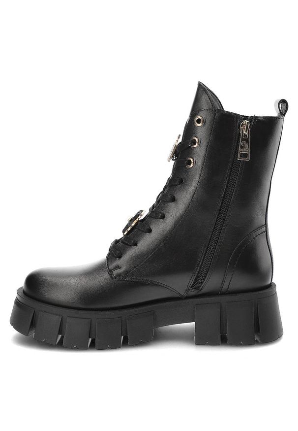 Czarne Botki CheBello Modne Skórzane Buty Damskie. Okazja: na spotkanie biznesowe. Kolor: czarny. Materiał: skóra. Sezon: jesień, wiosna. Styl: klasyczny, elegancki, biznesowy