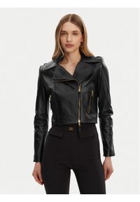 Elisabetta Franchi Kurtka skórzana GD-47Z-51E2-V1200 Czarny Regular Fit. Kolor: czarny. Materiał: skóra