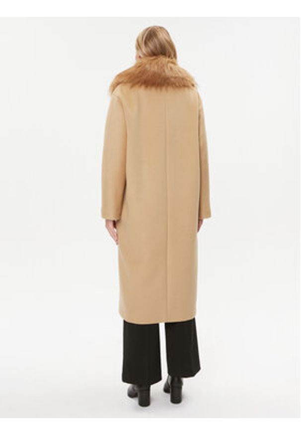 Elisabetta Franchi Płaszcz wełniany CP-44D-36E2-V1000 Brązowy Regular Fit. Kolor: brązowy. Materiał: wełna