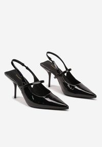 Born2be - Czarne Sandały Lakierowane na Szpilce Vices ze Skórzaną Wkładką Ozdobione Paskami Vannith. Okazja: na imprezę, na spotkanie biznesowe. Nosek buta: szpiczasty. Zapięcie: pasek. Kolor: czarny. Wzór: aplikacja. Materiał: skóra, lakier. Sezon: wiosna, lato. Obcas: na szpilce. Styl: wizytowy, biznesowy, elegancki #6