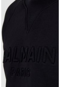 Balmain - BALMAIN Czarna bluza męska z wypukłym logo. Kolor: czarny. Materiał: prążkowany, bawełna #4