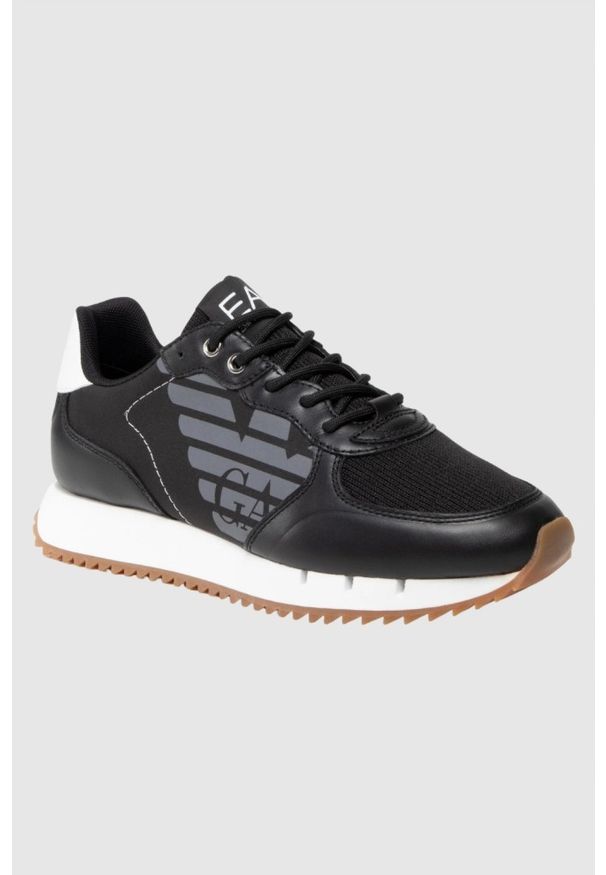 EA7 Emporio Armani - EA7 Czarne sneakersy z białą podeszwą, Rozmiar 45 1/3. Kolor: czarny