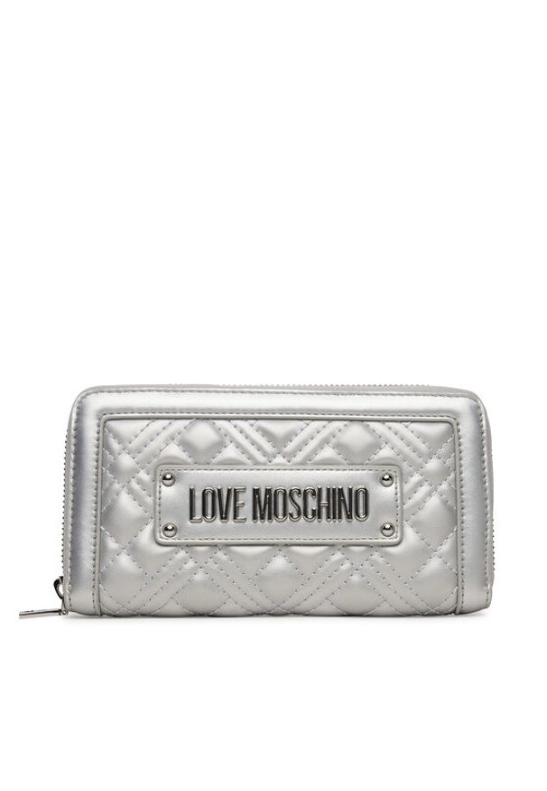 Love Moschino - LOVE MOSCHINO Duży Portfel Damski JC5600PP1MLA196B Srebrny. Kolor: srebrny. Materiał: skóra