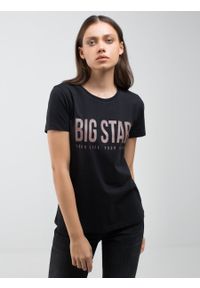 Big-Star - Koszulka damska z nadrukiem czarna Brigida 906. Okazja: do pracy, na co dzień. Kolor: czarny. Materiał: sztruks, dzianina, jeans. Wzór: nadruk. Styl: casual, klasyczny #5