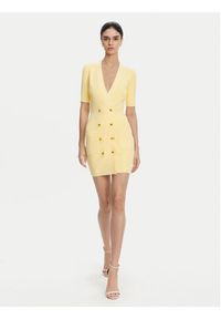 Elisabetta Franchi Sukienka dzianinowa AM-66S-51E2 Żółty Regular Fit. Kolor: żółty. Materiał: wiskoza #4