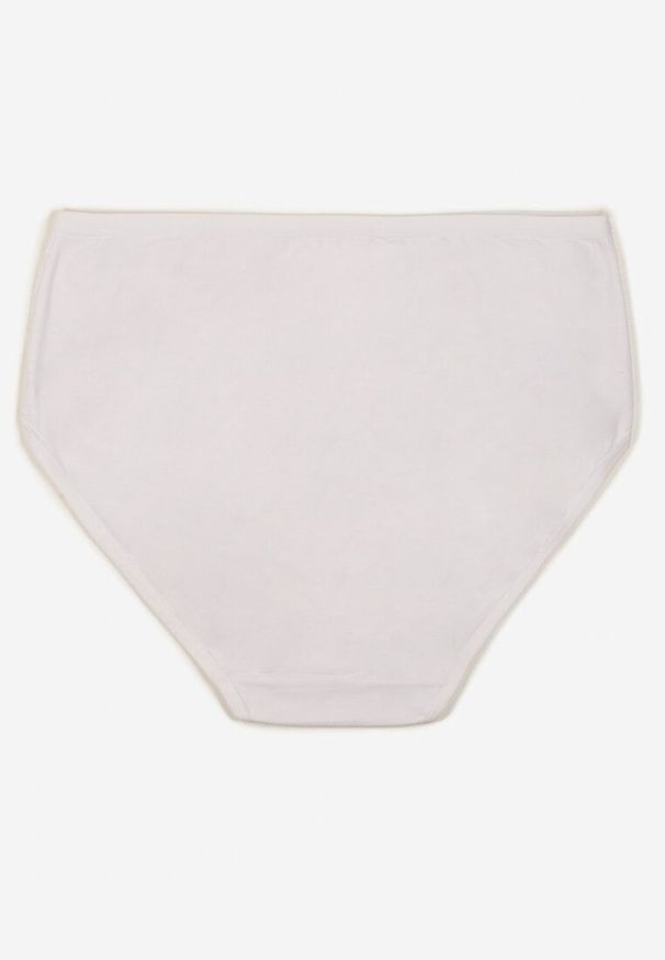 Born2be - Białe Gładkie Majtki Figi z Bawełny Idina. Kolekcja: plus size. Kolor: biały. Materiał: bawełna. Wzór: gładki