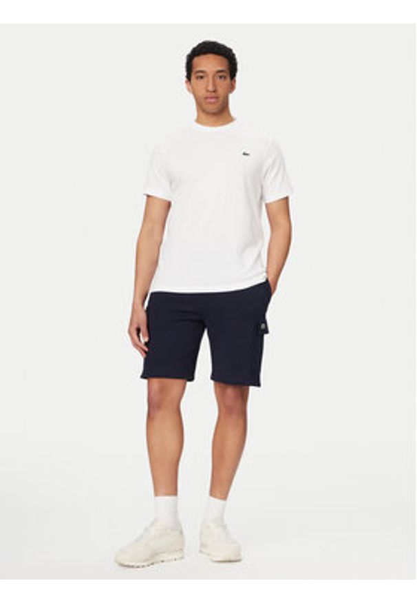 Lacoste T-Shirt TH0003 Biały Regular Fit. Kolor: biały. Materiał: bawełna