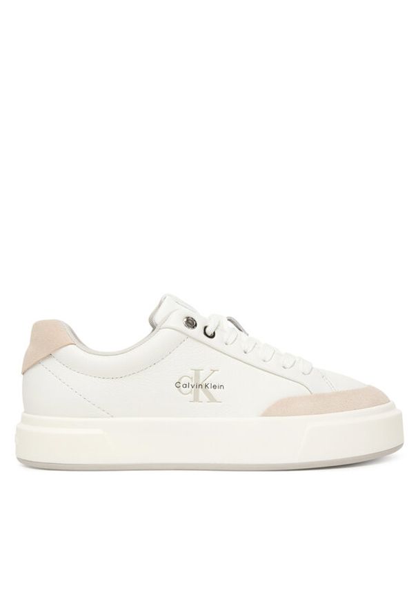 Calvin Klein Sneakersy Basket Cupsole Laceup Lth Mix YW0YW02023 Biały. Kolor: biały. Materiał: skóra
