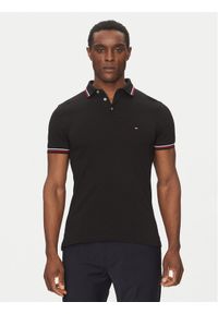 TOMMY HILFIGER - Tommy Hilfiger Polo Tipped MW0MW37346 Czarny Slim Fit. Typ kołnierza: polo. Kolor: czarny. Materiał: bawełna