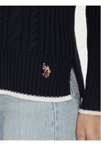 U.S. Polo Assn. Sweter WUP1099 Granatowy Relaxed Fit. Typ kołnierza: polo. Kolor: niebieski. Materiał: bawełna #4