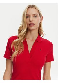 TOMMY HILFIGER - Tommy Hilfiger Sukienka codzienna WW0WW42567 Czerwony Slim Fit. Okazja: na co dzień. Kolor: czerwony. Materiał: bawełna. Typ sukienki: proste. Styl: casual #4