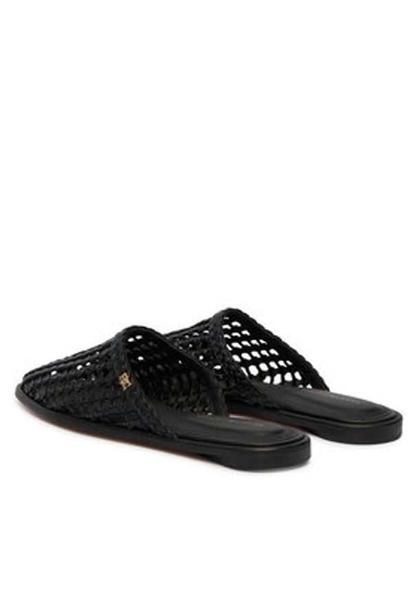 TOMMY HILFIGER - Tommy Hilfiger Klapki Hilfiger Leather Mix Flat Mule FW0FW09280 Czarny. Kolor: czarny. Materiał: skóra