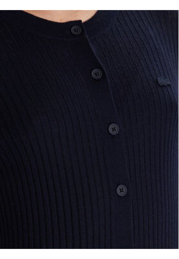 Lacoste Kardigan AF4141 Granatowy Slim Fit. Kolor: niebieski. Materiał: wełna