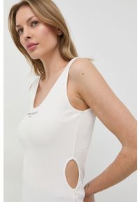 Miss Sixty top damski kolor biały. Okazja: na co dzień. Kolor: biały. Materiał: dzianina. Wzór: gładki. Styl: casual #1
