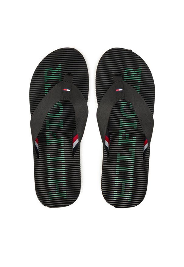 TOMMY HILFIGER - Tommy Hilfiger Japonki Massage Beach Sandal FM0FM05443 Czarny. Kolor: czarny. Materiał: materiał