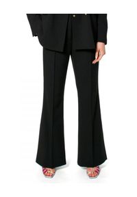 AGGI - Czarne spodnie z rozcięciem Camilla. Stan: podwyższony. Kolor: czarny. Materiał: jedwab, tkanina, wiskoza