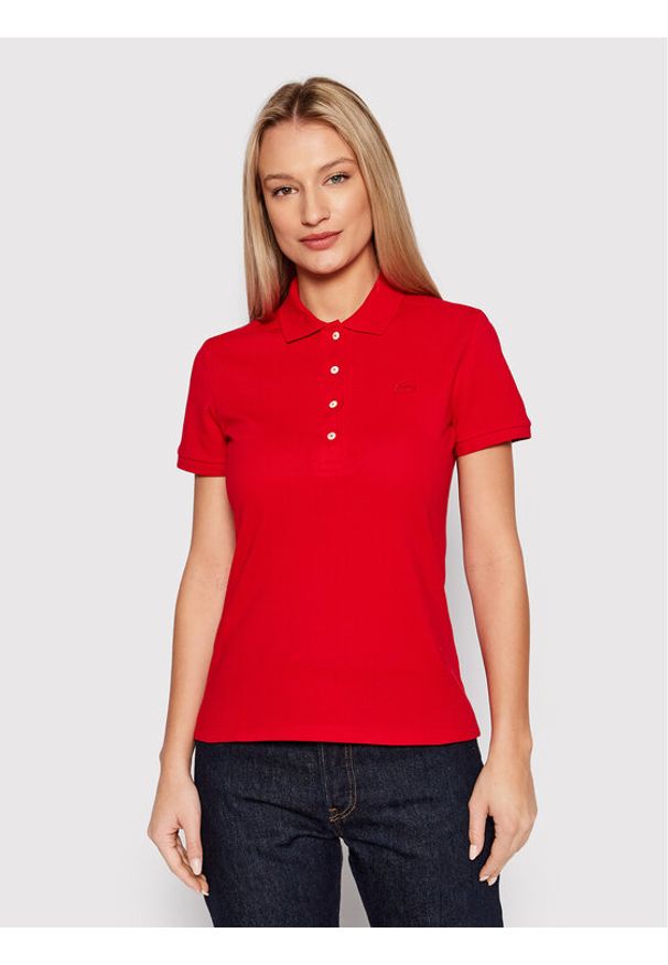 Lacoste Polo PF5462 Czerwony Slim Fit. Typ kołnierza: polo. Kolor: czerwony. Materiał: bawełna