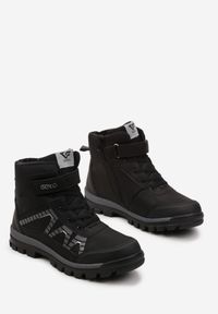 Born2be - Czarne Ocieplane Botki na Rzep z Sznurowaniem Eloriani. Zapięcie: rzepy. Kolor: czarny. Sezon: zima #3