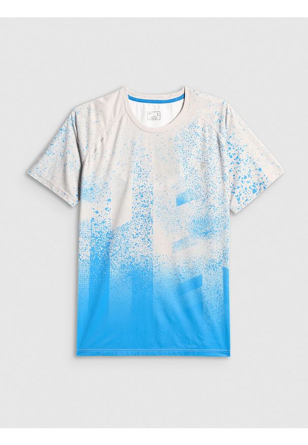 4f - 4F Koszulka do biegania szybkoschnąca męska - szara M. Kolor: szary. Materiał: dzianina, włókno, materiał. Sport: fitness, bieganie