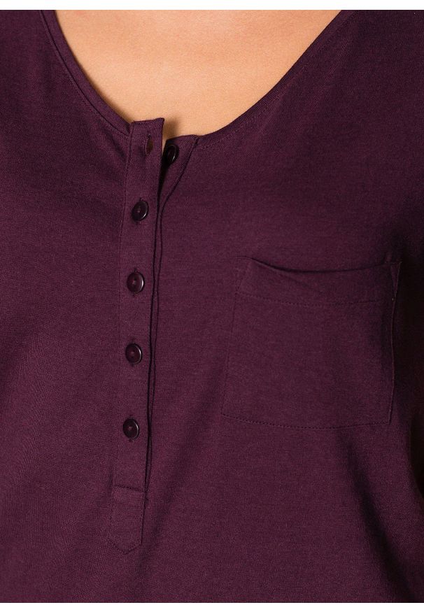 bonprix - T-shirt z plisą guzikową. Typ kołnierza: dekolt w serek. Kolor: czerwony