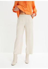 bonprix - Spodnie culotte. Kolor: beżowy. Styl: elegancki #1