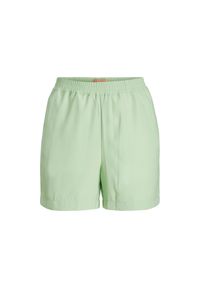 Szorty damskie JJXX Jxpoppy. Kolor: zielony. Materiał: tkanina. Długość: krótkie. Wzór: gładki, aplikacja #1