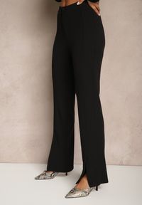 Renee - Czarne Spodnie z Wiskozą High Waist w Eleganckim Stylu Tatariela. Okazja: na spotkanie biznesowe, na co dzień. Stan: podwyższony. Kolor: czarny. Materiał: wiskoza. Styl: elegancki #4