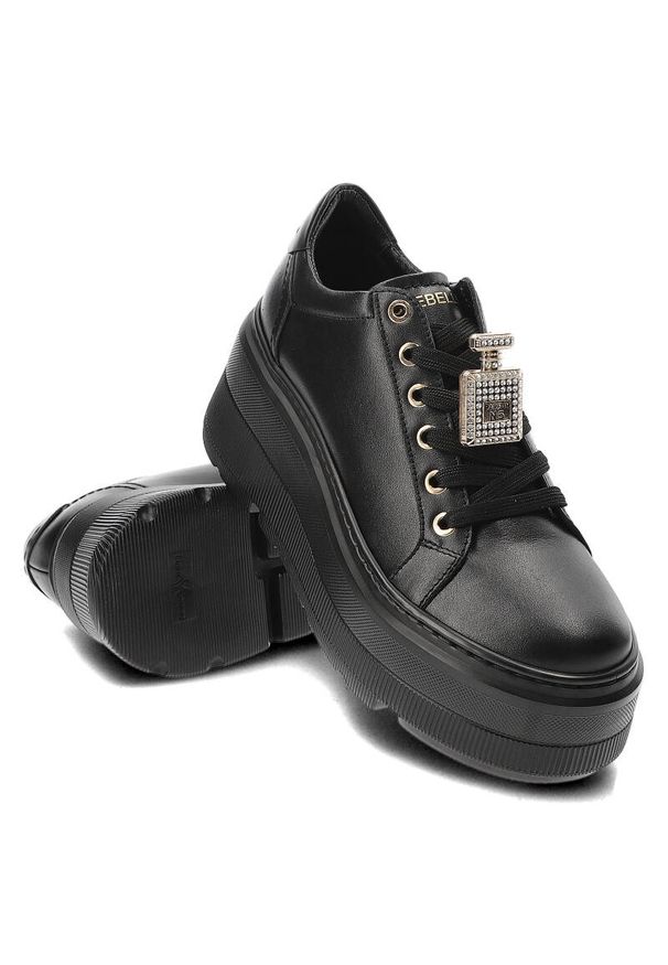 CheBello - Czarne Sneakersy Chebello Modne Obuwie Damskie. Kolor: czarny. Materiał: skóra