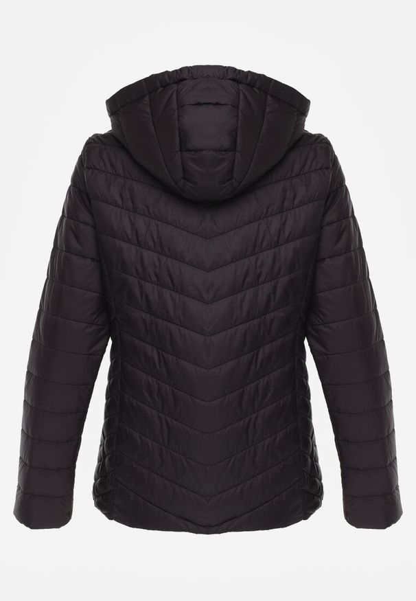 Renee - Czarna Kurtka Przejściowa z Pikowaniem i Odpinanym Kapturem Edielitia. Okazja: na co dzień. Typ kołnierza: kaptur. Kolor: czarny. Materiał: jeans, nylon. Styl: casual