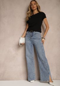 Renee - Czarny Bawełniany T-shirt Typu Basic Olionis. Okazja: na co dzień. Kolor: czarny. Materiał: bawełna. Styl: klasyczny, elegancki, casual