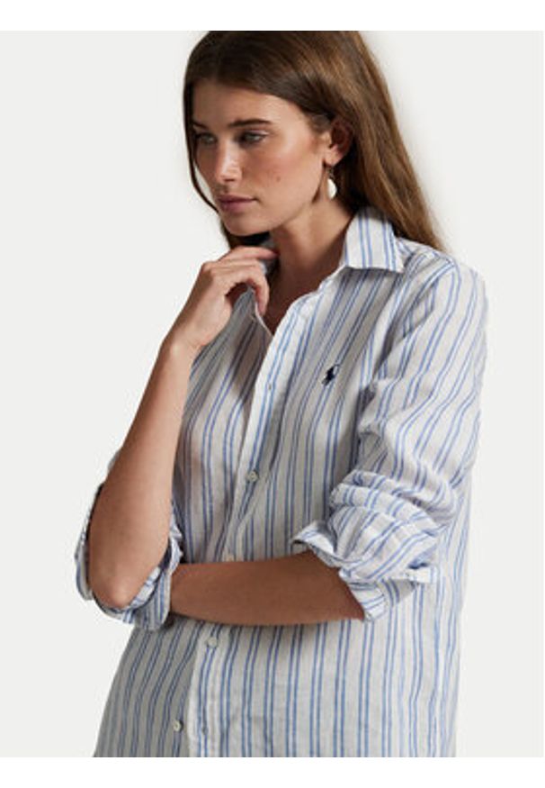 Polo Ralph Lauren Koszula 211970691007 Błękitny Classic Fit. Typ kołnierza: polo. Kolor: niebieski. Materiał: len