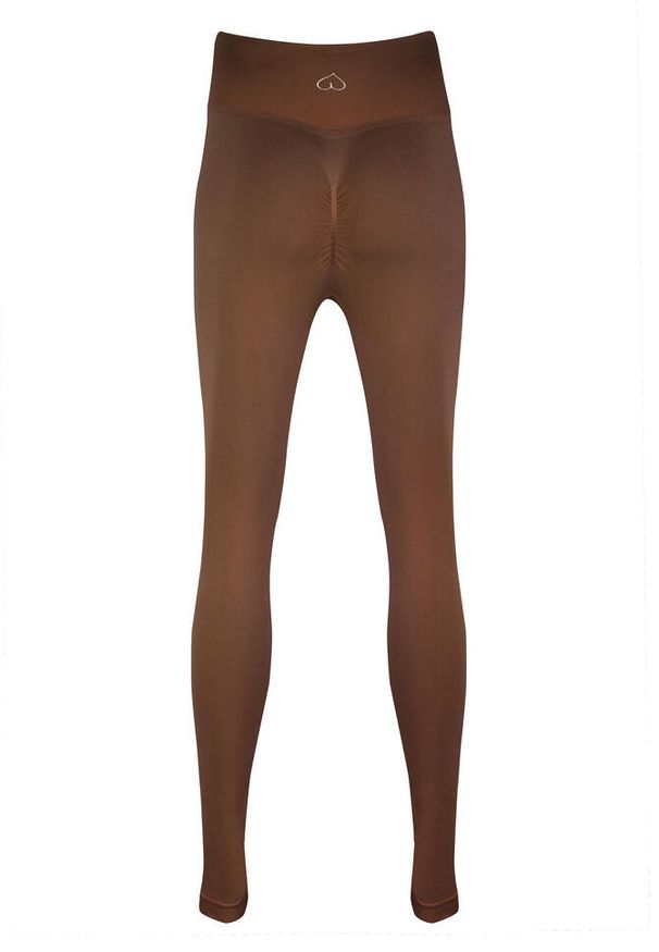 BESHAPED - Legginsy fitness damskie Beshaped Gym Queen modelujące. Kolor: brązowy. Materiał: nylon. Sport: fitness