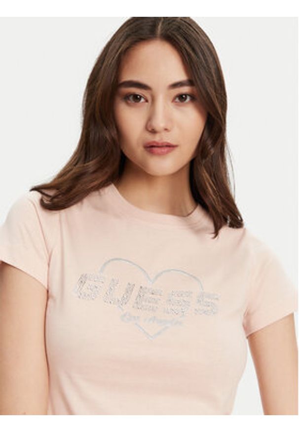Guess T-Shirt V5GI10 K9RM1 Różowy Regular Fit. Kolor: różowy. Materiał: bawełna