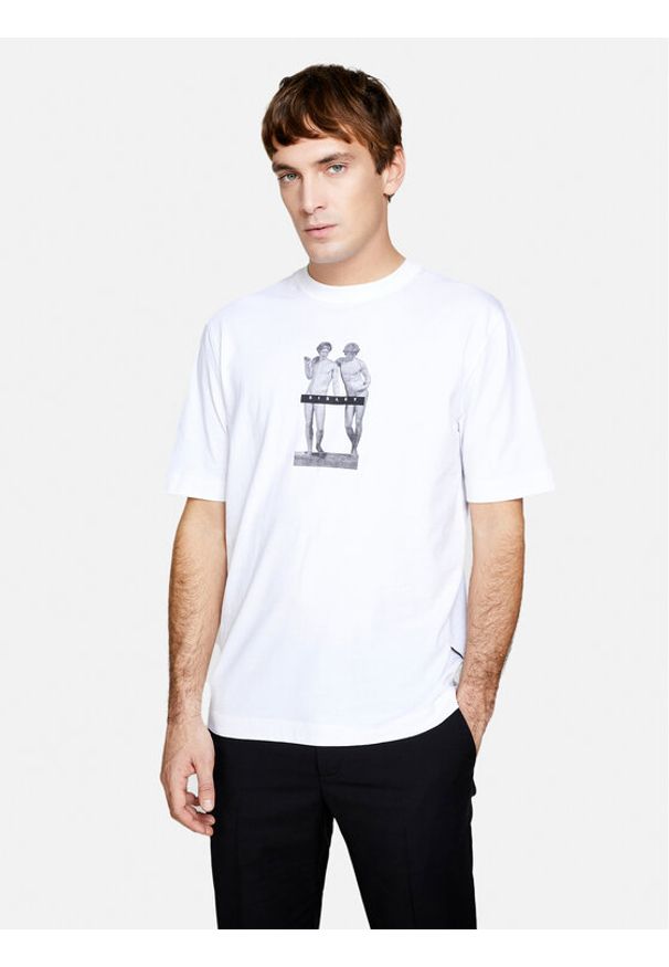 Sisley T-Shirt 3I1XS103I Biały Regular Fit. Kolor: biały. Materiał: bawełna